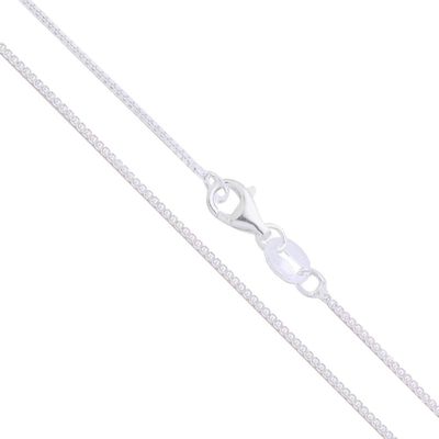 Sterling Silver Box Chain 0.8mm Solid 925 Italy Lightweight Wide Pear Shape Clasp Necklace 15"
