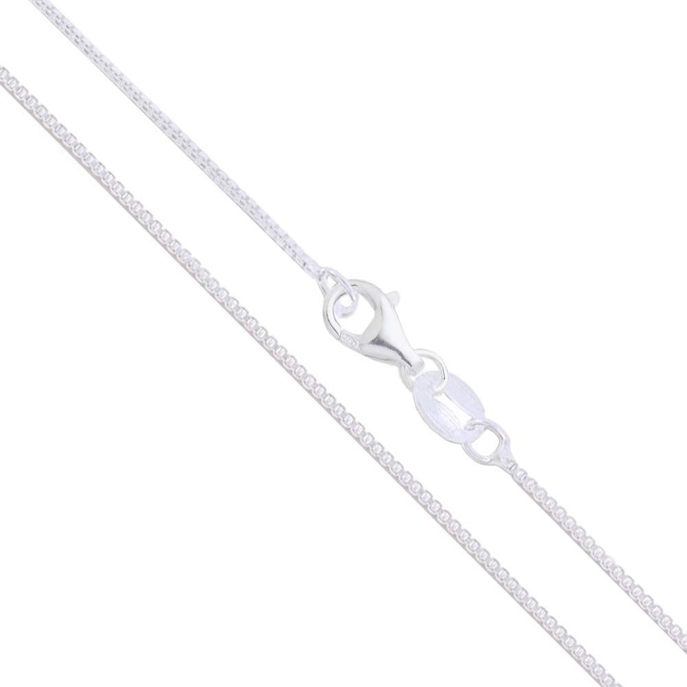 Sterling Silver Box Chain 0.8mm Solid 925 Italy Lightweight Wide Pear Shape Clasp Necklace 15"