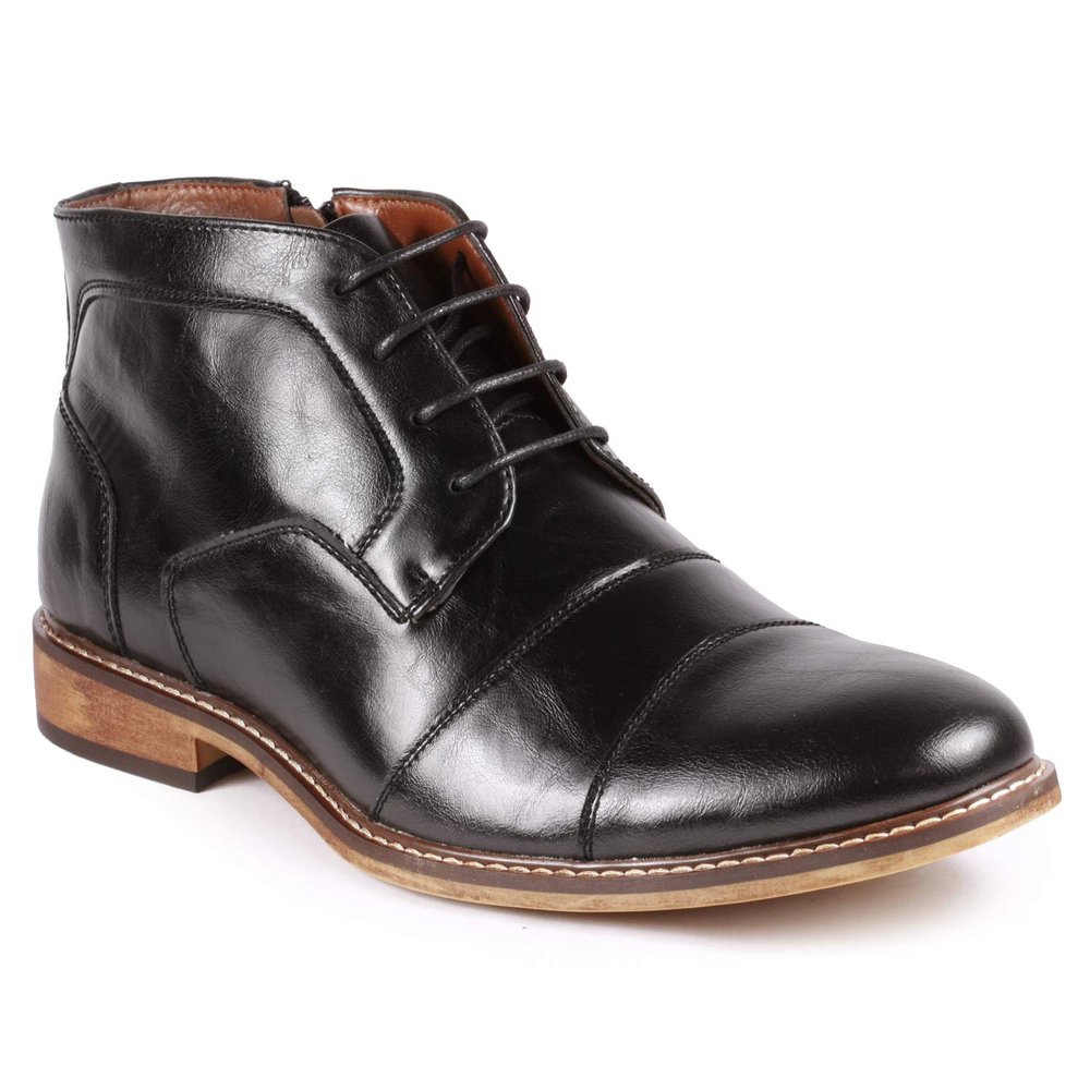 Metrocharm MC147 Men's Cap Toe Formal Dress Casual Oxford Ankle Boot (9.5, Black)