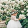 2Bunnies Girl Peony Lace Back A-Line Straight Tutu Tulle Party Flower Girl Dress (White Sleeve Knee, 5) view 3