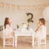 2Bunnies Girl Peony Lace Back A-Line Straight Tutu Tulle Party Flower Girl Dress (Pink Sleeve Short, 6) view 2