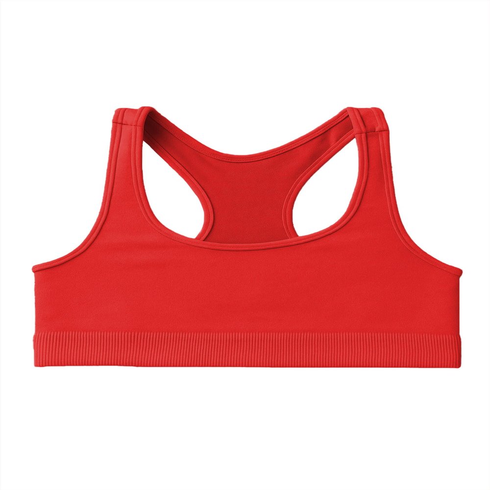 Kurve Girls Seamless Lightweight Stretchy Racerback Sports Bra, Red, Age 9-14