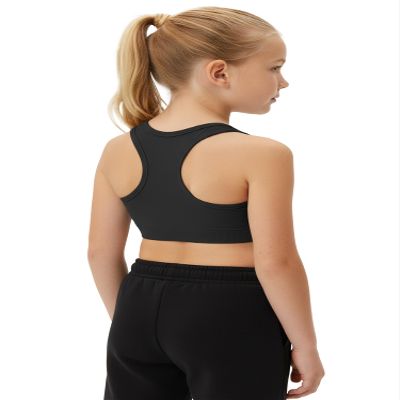 Kurve Girls Seamless Lightweight Stretchy Racerback Sports Bra, Black, Age 4-8