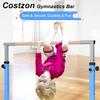 Costzon Gymnastic Training Bar, 3" to 5" Height Adjustable Expandable Kip Bar for 1-4 Levels Gymnasts, Heavy-Duty Junior Horizontal Bar w/Double Locking Mechanism, Ideal for Indoor, Home, Gym(Blue) view 2