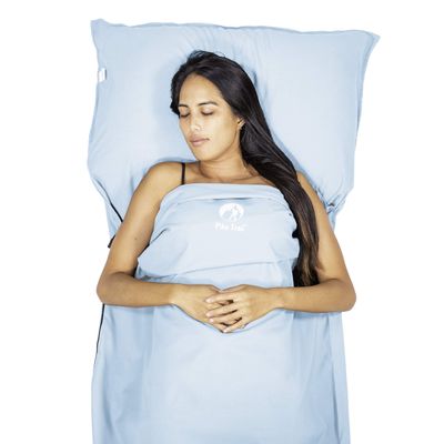Pike Trail Sleeping Bag Liner  Travel and Camping Sheet, Lightweight and Compact Insert with Full Length Zipper and Guarantee (Turquoise Blue, Medium, 82 in. L x 29 in. W Single Bed)