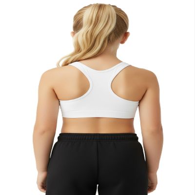 Kurve Girls Seamless Lightweight Stretchy Racerback Sports Bra, White, Age 4-8