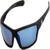 Nitrogen Men's Rectangular Sports Wrap 65mm Polarized Sunglasses (Black Matte Rubberized, Sea Blue Mirror) view 1