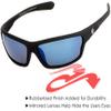 Nitrogen Men's Rectangular Sports Wrap 65mm Polarized Sunglasses (Black Matte Rubberized, Sea Blue Mirror) view 3
