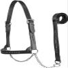 Derby Originals New and Improved Premium Crystal Bling Rhinestone Inlay Flat Leather Cattle Show Halter with Matching Chain Lead view 1
