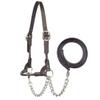 Derby Originals New and Improved Premium Round Rolled Leather Cattle Show Halter with Matching Chain Lead view 1