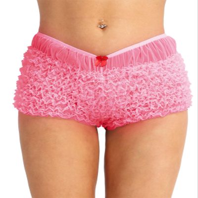 inlzdz Women's Ruffled Panties Frilly Lace Trim Pettipants Knickers Bloomers Briefs Sissy Lingerie Underwear Pink One_Size
