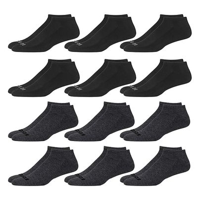 AND1 Men's Low Cut Socks - 12 Pack Performance Stretch Athletic Compression Socks for Men - Sports No Show Socks (6-12.5), Size 6-12.5, Gray/Black