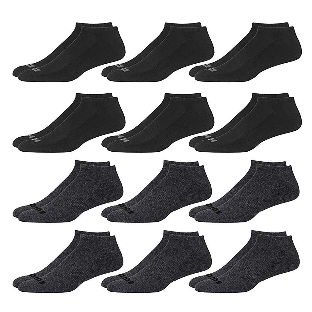 AND1 Men's Low Cut Socks - 12 Pack Performance Stretch Athletic Compression Socks for Men - Sports No Show Socks (6-12.5), Size 6-12.5, Gray/Black