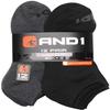 AND1 Men's Low Cut Socks - 12 Pack Performance Stretch Athletic Compression Socks for Men - Sports No Show Socks (6-12.5), Size 6-12.5, Gray/Black view 2