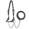 Derby Originals New and Improved Premium Round Rolled Leather Cattle Show Halter with Matching Chain Lead view 1