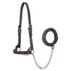 Derby Originals New and Improved Premium Show Spotted Flat Leather Cattle Show Halter with Matching Chain Lead view 1