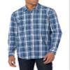 Amazon Essentials Men's Regular-Fit Long-Sleeve Casual Poplin Shirt, Navy Medium Plaid, Small view 1