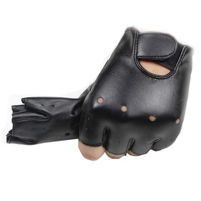 Long Keeper 4-11 Y Kids PU Leather Fingerless Gloves for Boys Girls Outdoor Sports Gloves (Black1)