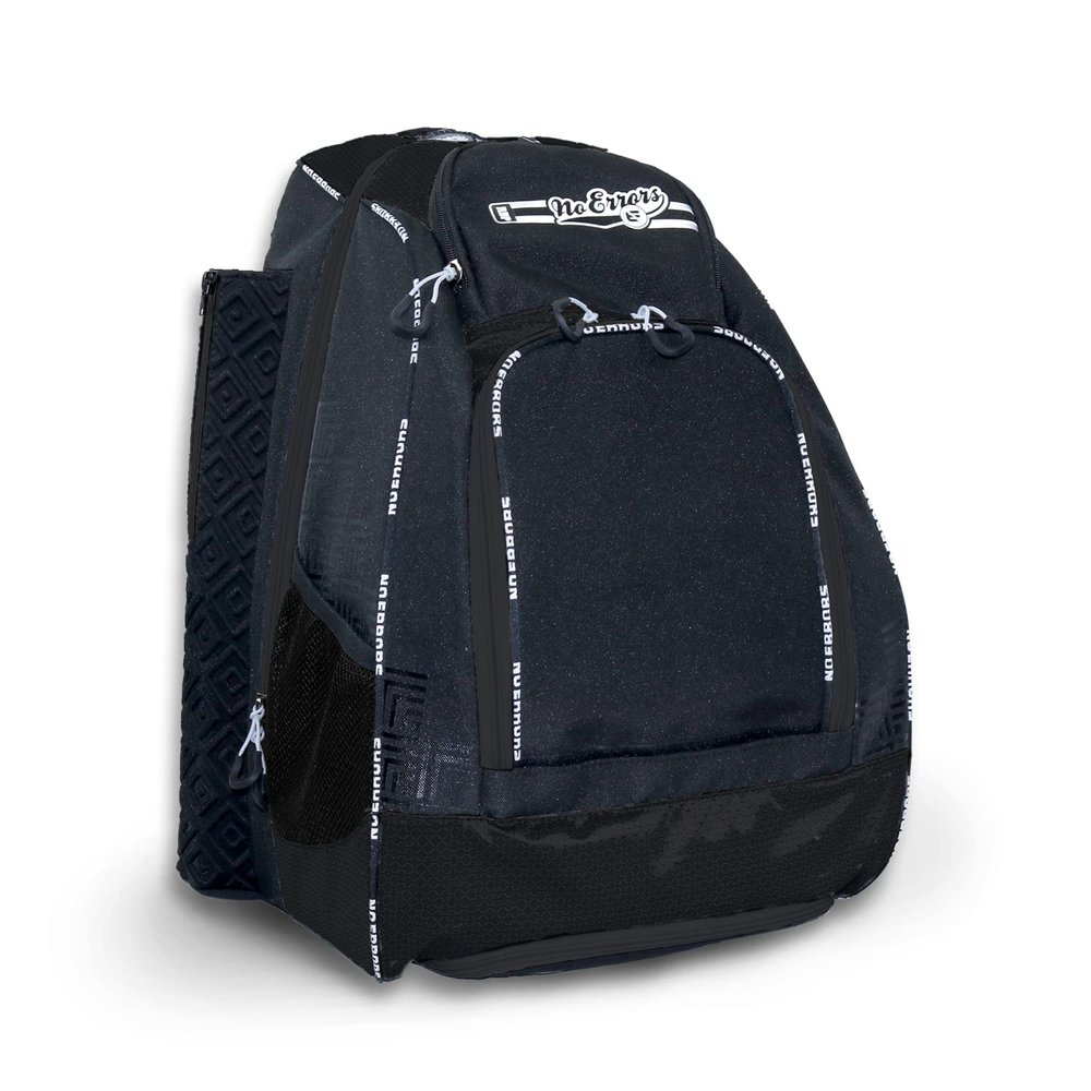 No Errors Sports RBP Rookie Baseball and Softball Backpack - Baseball and Softball Bat Bag with Fence Hooks for Kids, 2 Bat Pockets Bag for Boys and Girls(Black)
