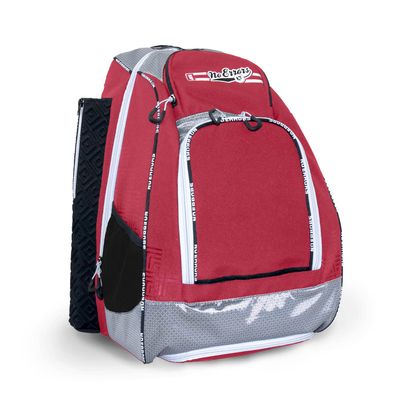 No Errors Sports RBP Rookie Baseball and Softball Backpack - Baseball and Softball Bat Bag with Fence Hooks for Kids, 2 Bat Pockets Bag for Boys and Girls(Red)