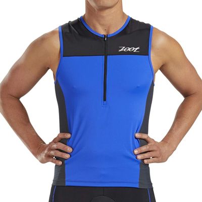 Zoot Mens Core Tri Tank  Mens Performance Triathlon Tank Top with 3 Back Pockets, Mesh Panels, and Cam Lock Zipper (Royal Blue, Small)