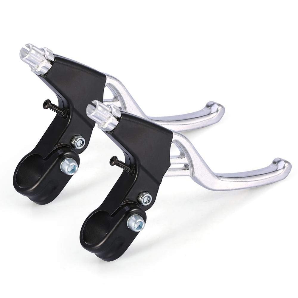 Dioche Brake Levers, Aluminium Mountain Cycling Brake Level Handles Lever Set(1 Pair)(Silver)
