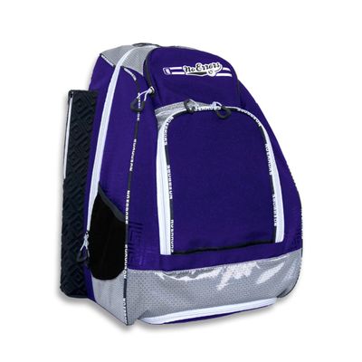 No Errors Sports RBP Rookie Baseball and Softball Backpack - Baseball and Softball Bat Bag with Fence Hooks for Kids, 2 Bat Pockets Bag for Boys and Girls(purple)