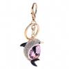 Cute Crystal Dolphin Keychain Exquisite Rhinestone Dolphin Car Key Rings Female Bags Pendant Accessories Key Chains Pink view 1