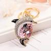 Cute Crystal Dolphin Keychain Exquisite Rhinestone Dolphin Car Key Rings Female Bags Pendant Accessories Key Chains Pink view 2
