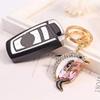 Cute Crystal Dolphin Keychain Exquisite Rhinestone Dolphin Car Key Rings Female Bags Pendant Accessories Key Chains Pink view 3