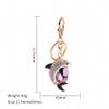Cute Crystal Dolphin Keychain Exquisite Rhinestone Dolphin Car Key Rings Female Bags Pendant Accessories Key Chains Pink view 4