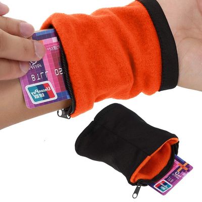 Wristband Wallet, Outdoor Sport Running Jogging Exercise Gym Wrist Band Pouch(Orange)