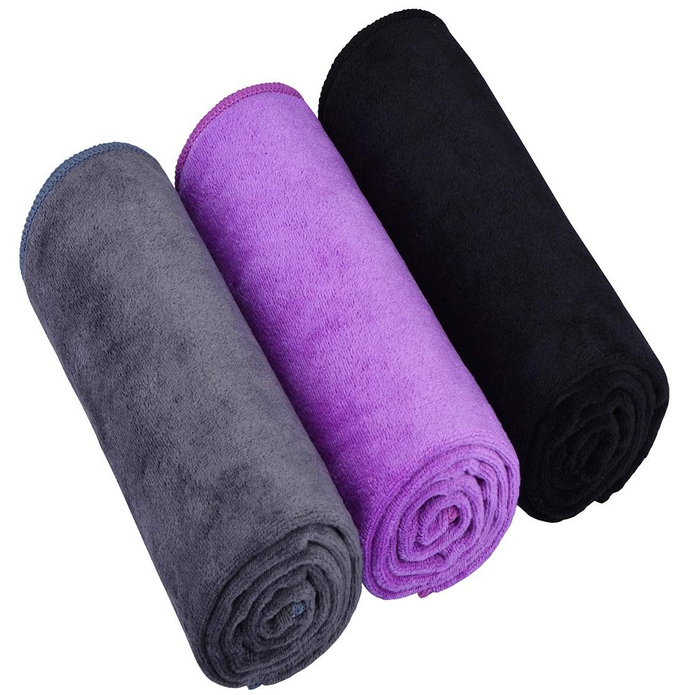 HOPESHIN Gyms Yoga Towels - Absorbent Microfiber Workout Towels for Men & Women, Soft, Fast Drying 3 Pack, 16x32 Inch