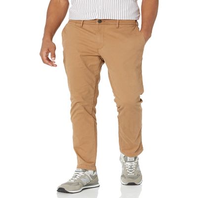 Amazon Essentials Men's Skinny-Fit Washed Comfort Stretch Chino Pant, Khaki Brown, 33W x 32L