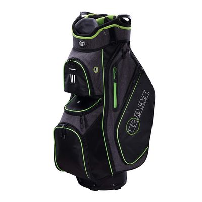 Ram Golf Tour Cart Bag with 14 Way Dividers Top Black/Neon