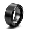 10mm Wide Mens Tungsten Ring Wedding Band Black Beveled Edge Brushed Comfort Fit Size 8.5 view 1