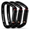 FresKaro 25kN Climbing Carabiners Double Locking Carabiner Clips, Heavy Duty Carabiner for Rock Climbing, Rappelling, Hunting, or Survival Gear kit, Gym Equipment, Cerfified UIAA Carabiner Black view 1