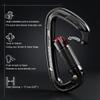 FresKaro 25kN Climbing Carabiners Double Locking Carabiner Clips, Heavy Duty Carabiner for Rock Climbing, Rappelling, Hunting, or Survival Gear kit, Gym Equipment, Cerfified UIAA Carabiner Black view 3