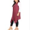 Anna-Kaci One Size Brushed Asymmetric Hem Long Open Front Sleeveless Cardigan Vest,Raspberry,One Size view 2