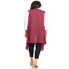 Anna-Kaci One Size Brushed Asymmetric Hem Long Open Front Sleeveless Cardigan Vest,Raspberry,One Size view 3