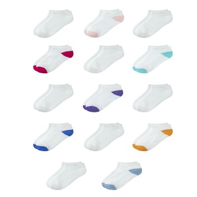 Amazon Essentials Unisex Kids' Cotton Low Cut Cushioned Socks for Boys Girls Toddlers, 14 Pairs, White, Medium (4-8 Years)