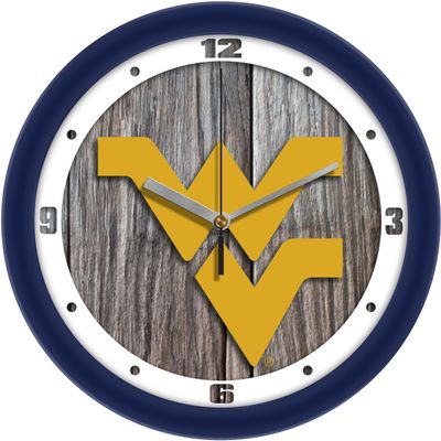 SunTime West Virginia Mountaineers - Weathered Wood Wall Clock