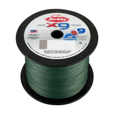 Berkley x9 Braid Superline, Low-Vis Green, 65lb test | 80 lbC | 36.3kg, 2188yd | 2000m Fishing Line, Suitable for Freshwater and Saltwater Environments