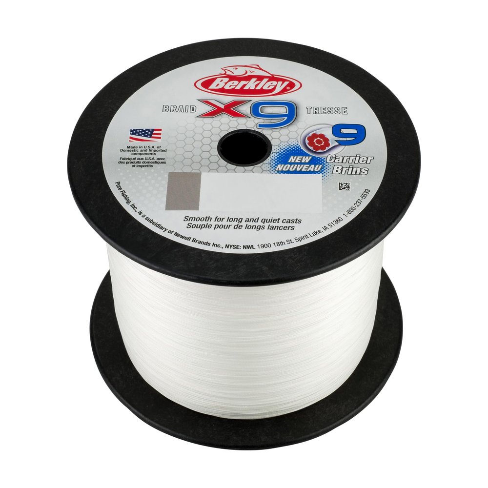 Berkley x9 Braid Superline, Crystal, 8lb test | 20 lbC | 9.0kg, 2188yd | 2000m Fishing Line, Suitable for Freshwater and Saltwater Environments