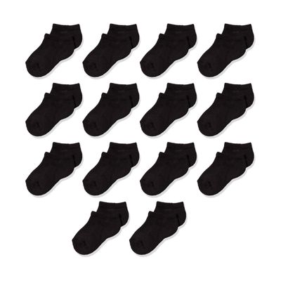 Amazon Essentials Unisex Toddlers' Cotton Low Cut Cushioned Socks for Boys Girls Toddlers, 14 Pairs, Black, 2-3T