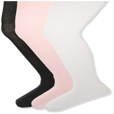 Amazon Essentials Girls' Stretchy Cotton Tights, 3 Pairs, White/Pink/Black, Large