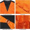 HISDERN Orange Vest and Tie Sets for Men Paisley Floral Jacquard Necktie Pocket Square 3PCS Casual Formal Business Vests Waistcoat for Suit or Tuxedo view 4
