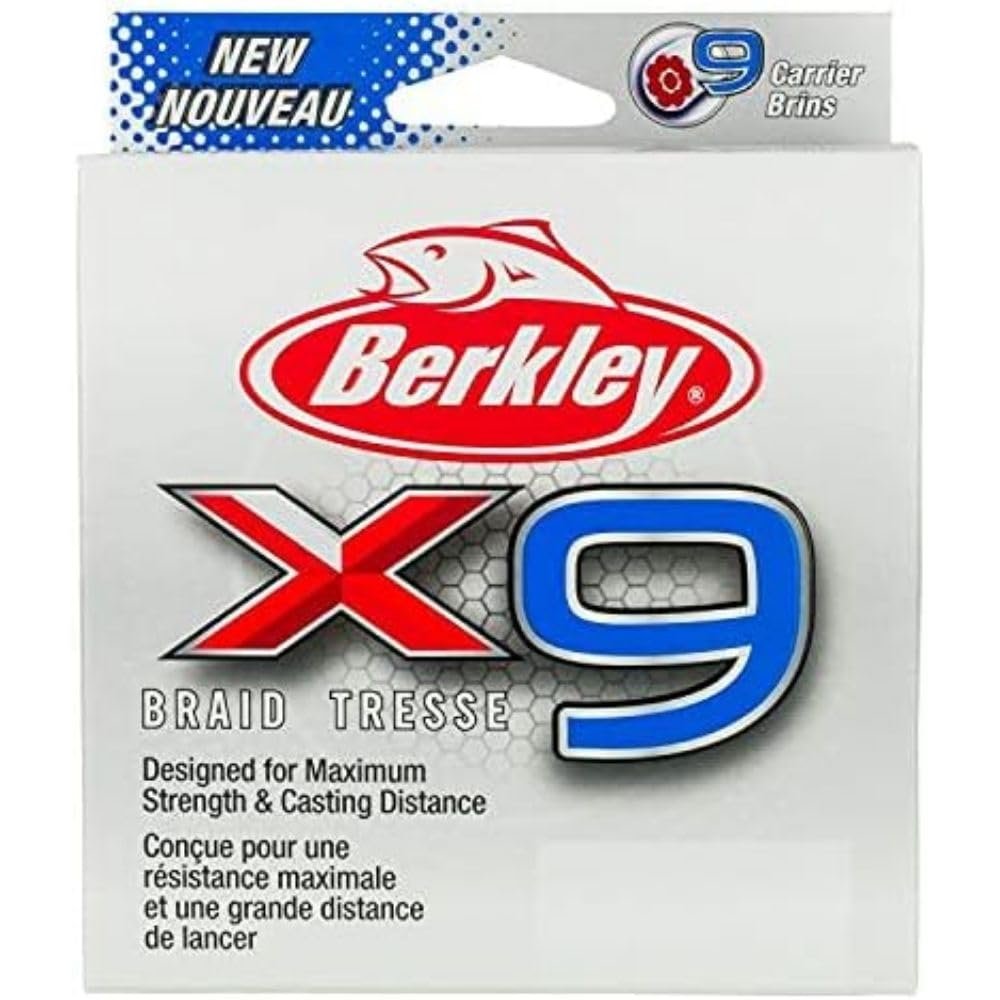 Berkley x9 Braid Superline, Crystal, 100lb test | 131 lbC | 59.7kg, 2188yd | 2000m Fishing Line, Suitable for Freshwater and Saltwater Environments