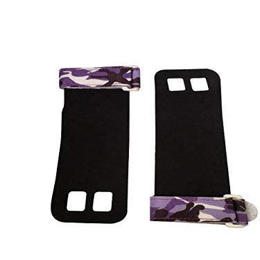 Adult Hand Grips For Fitness, WOD, Gymnastics (Purple camo/Black, Large)