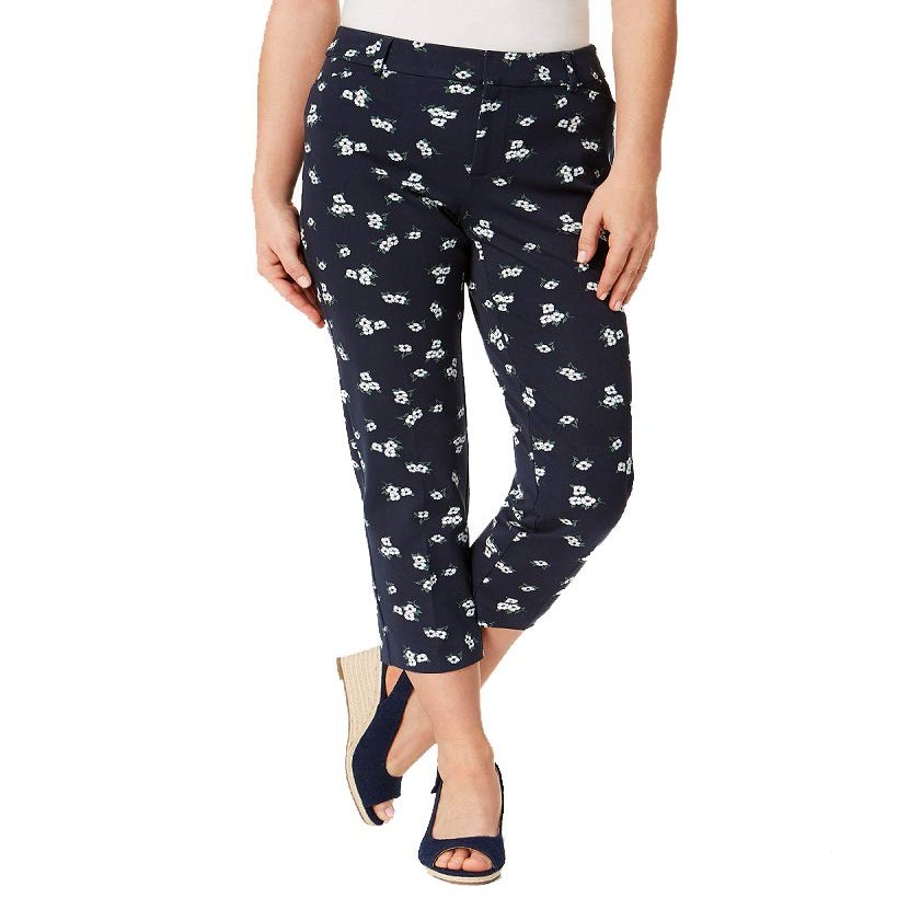 Charter CIub Newport Print Slim Leg Cropped Pants Intrepid Blue Combo 16